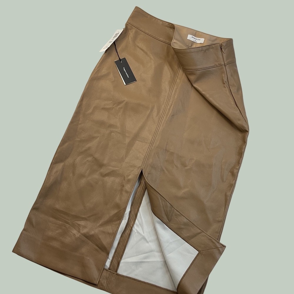 Aritzia Baboon Pegu Vegan Leather Skirt Pencil In Constant Camel Women Sz 8